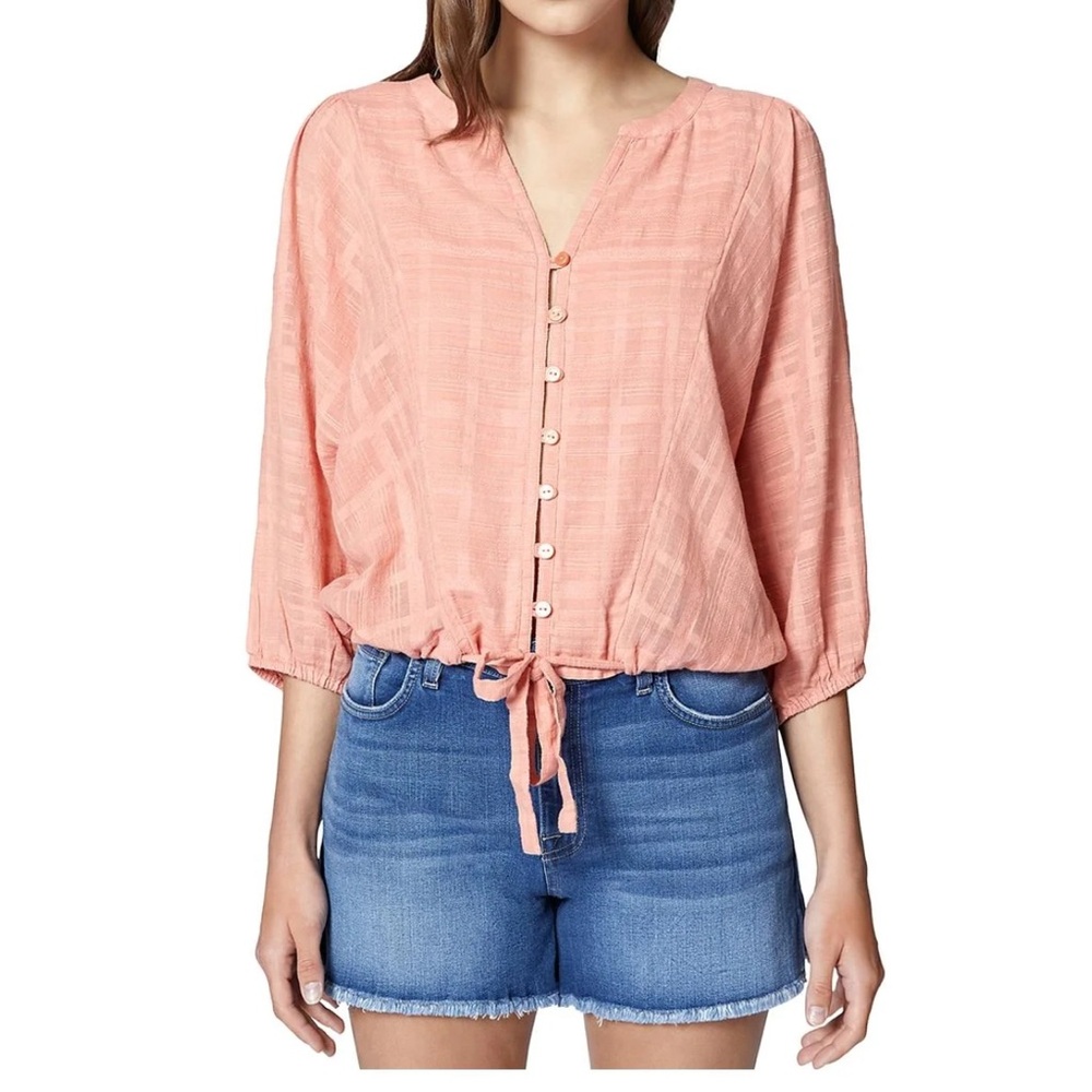 Sanctuary Peach Button-Down Blouse Women’s Size S Boho Chic Top - Picture 2 of 10